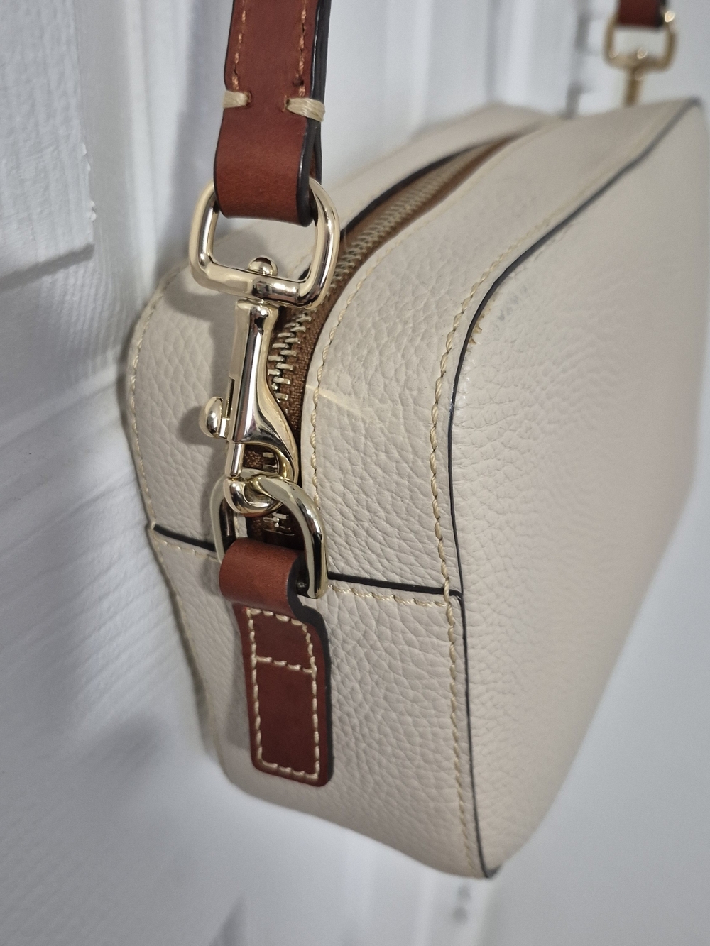 Dooney & Bourke Pebble Leather Crossbody Bag in Cream - Picture 3 of 6